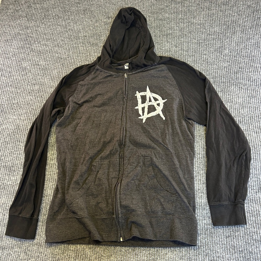 WWE Dean Ambrose Unstable Full Zip Hoodie Black Gray Raglan Wrestling 2013 L
